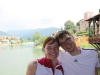 In Bassano del Grappa auf der Holzbrücke \"Ponte degli Alpini\"